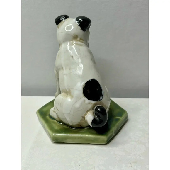 Vintage Ceramic Terrier Dog Figurine Hexagon Base - Picture 2 of 5